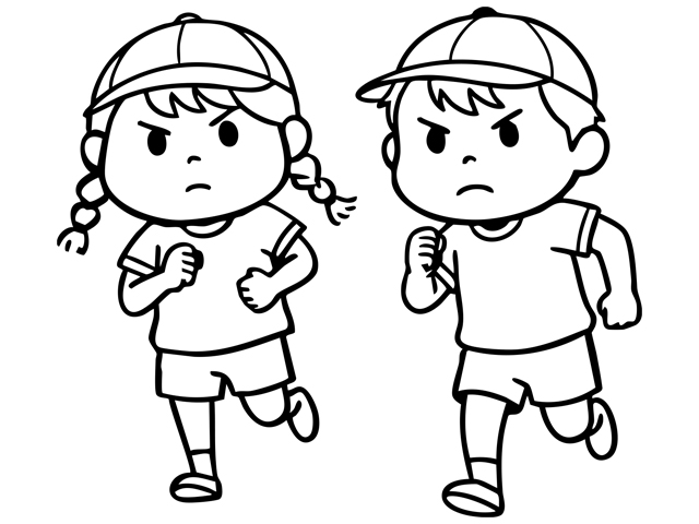 一生懸命走る男児女児