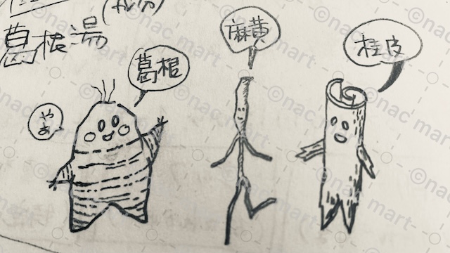 葛根湯キャラクターのスケッチ