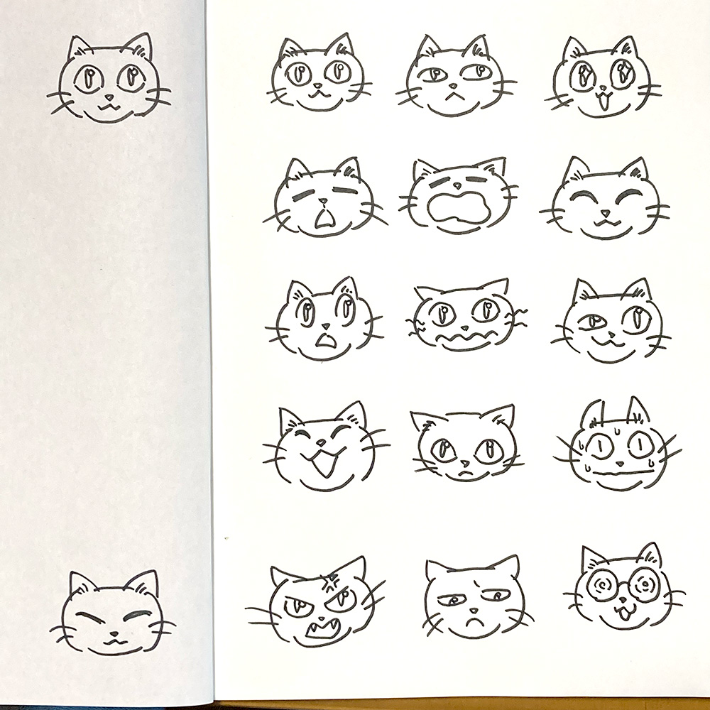 猫の手描きイラスト